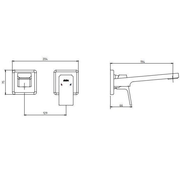 Смеситель для раковины настенный TOPAZ TIERA на 2 отверстия (внешняя часть) 102167605EX-KK