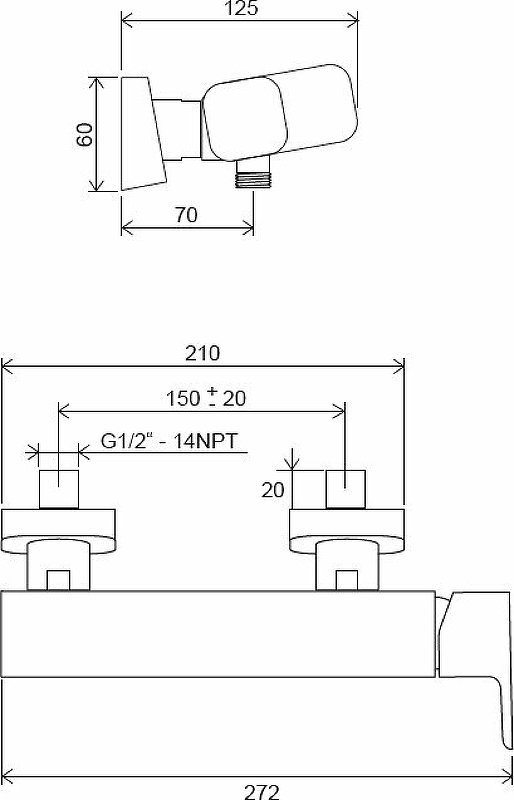 Смеситель для душа RAVAK 10° Free TD F 032.20/150 черный X070153