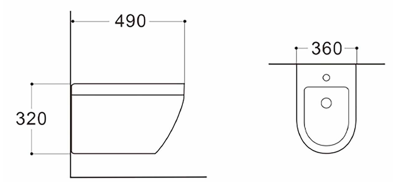 Биде подвесное Aquanet Лея 490x360x320 мм с крепежом AQ1099-00