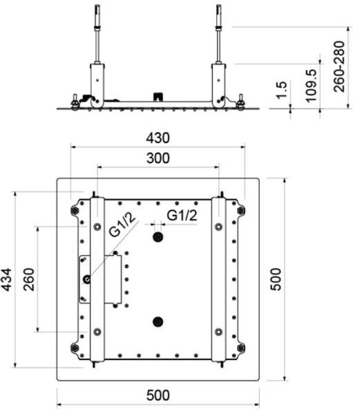 Верхний душ Aquanet AQ2082CR 500х500 мм 2 режима с монтажной частью хром AQ2082CR