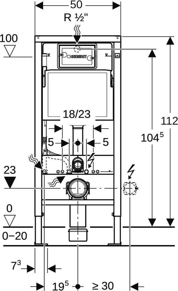 Инсталляция Geberit Duofix Delta с клавишей Delta20 хром глянцевый 458.118.21.2