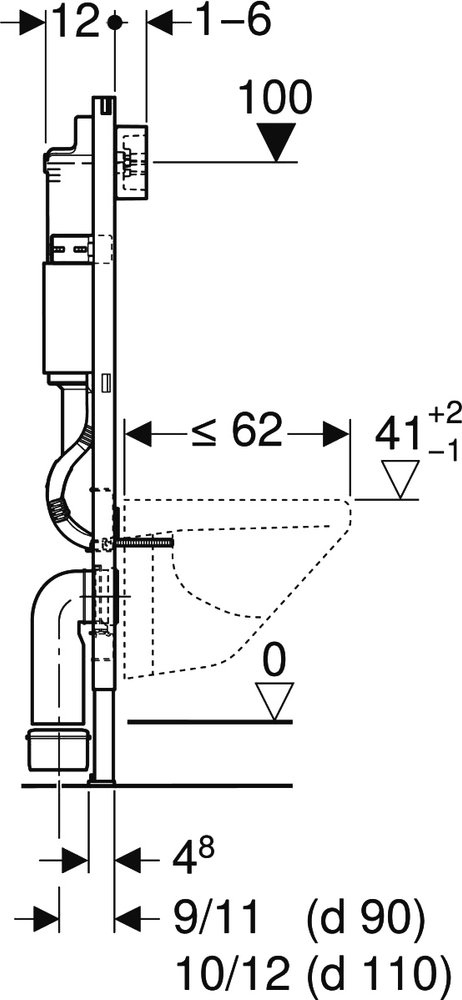 Инсталляция Geberit Duofix Delta с клавишей Delta20 хром глянцевый 458.118.21.2
