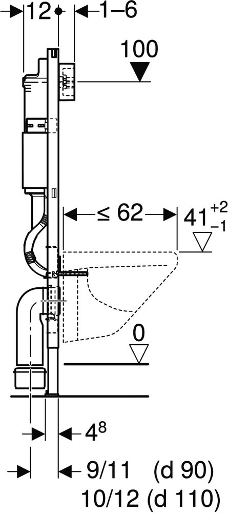 Инсталляция Geberit Duofix Delta с клавишей Delta50 черный глянцевый 458.128.DW.1
