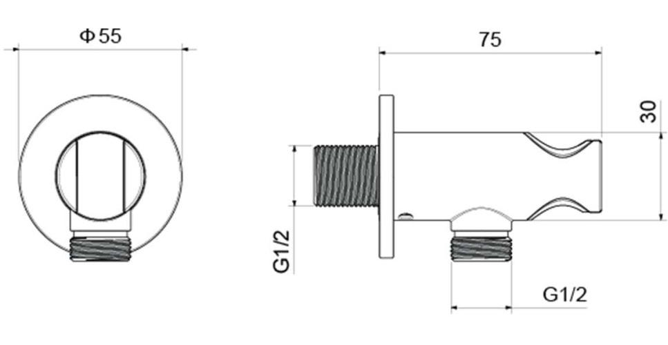 Шланговое подсоединение с держателем Aquatek матовый черный AQ2460MB