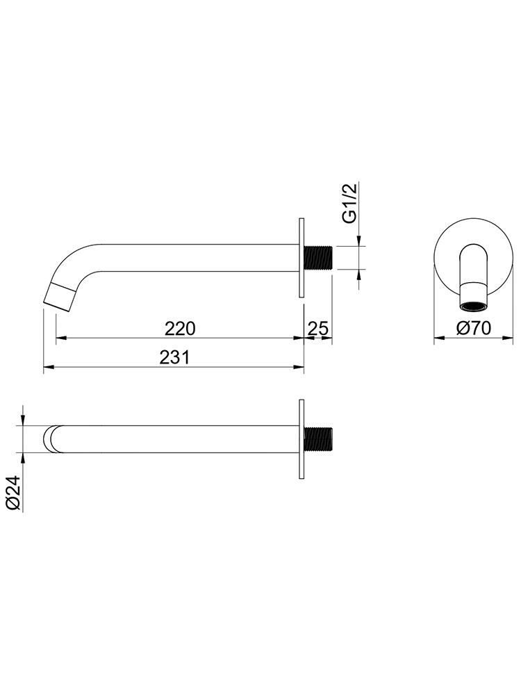 Излив для ванны Aquanet Европа 220 мм шлифованное золото AQ1341BG