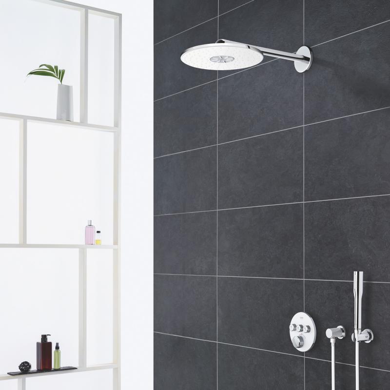 Верхний душ с кронштейном 430 мм GROHE Rainshower 310 SmartActive белая луна 26475LS0