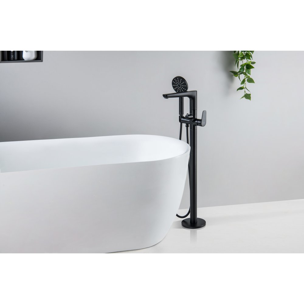 Смеситель для ванны AQUATEK БЕТТА напольный скрытого монтажа матовый черный AQ1145MB