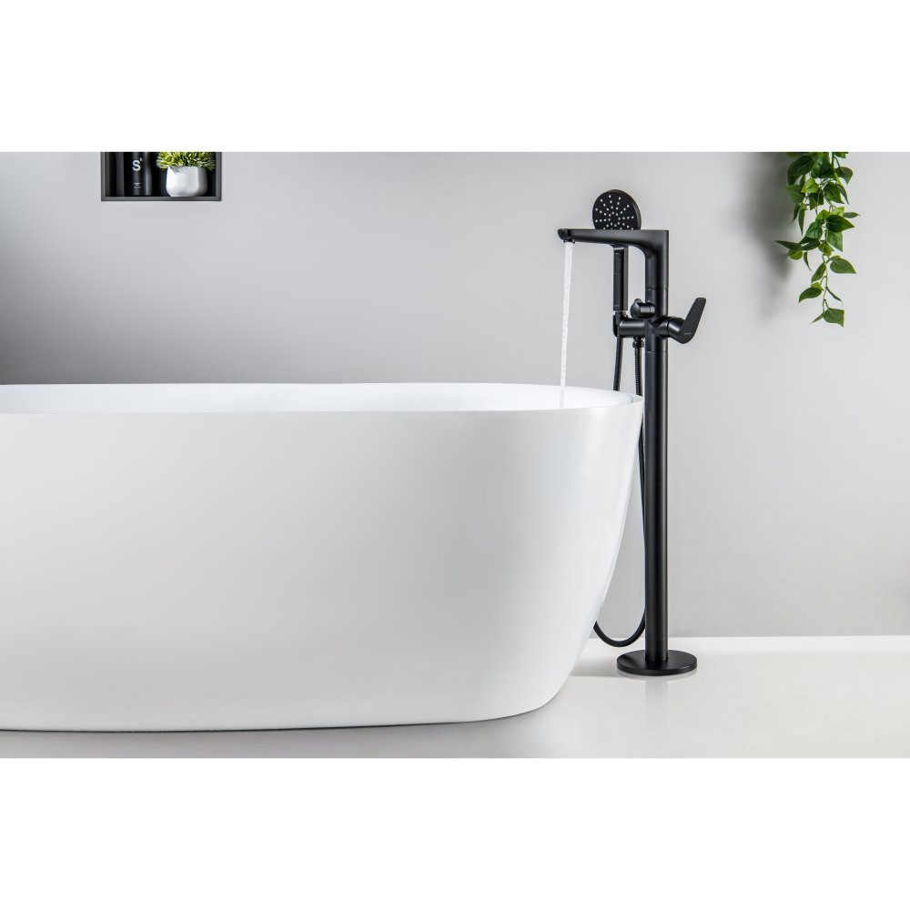 Смеситель для ванны AQUATEK БЕТТА напольный скрытого монтажа матовый черный AQ1145MB