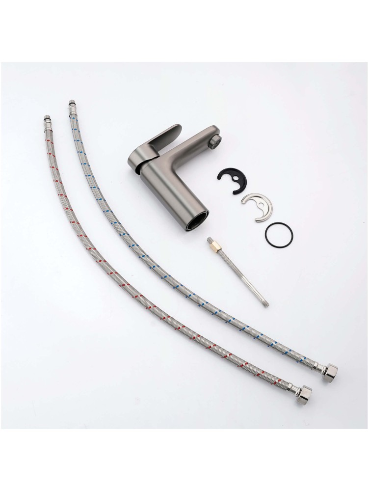 Смеситель для раковины Aquanet Ника 90 мм без донного клапана оружейная сталь AQ1810BGM