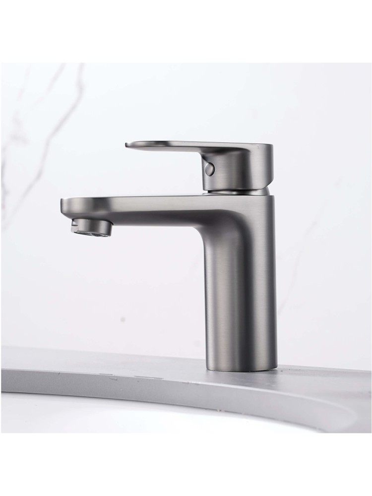 Смеситель для раковины Aquanet Ника 90 мм без донного клапана оружейная сталь AQ1810BGM