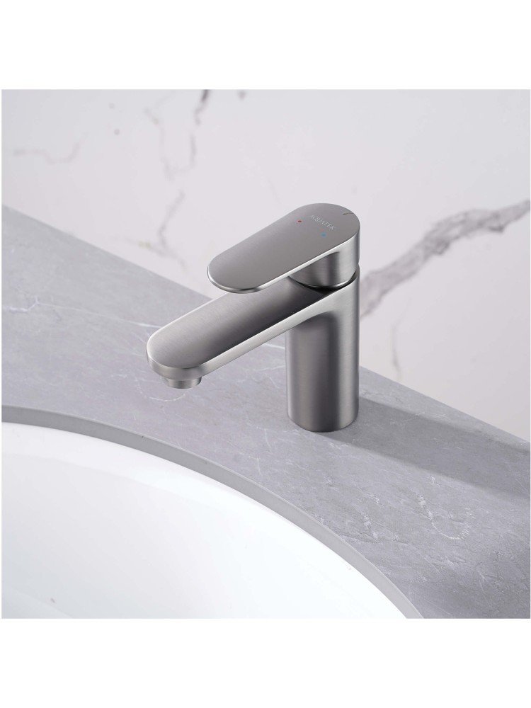 Смеситель для раковины Aquanet Ника 90 мм без донного клапана оружейная сталь AQ1810BGM