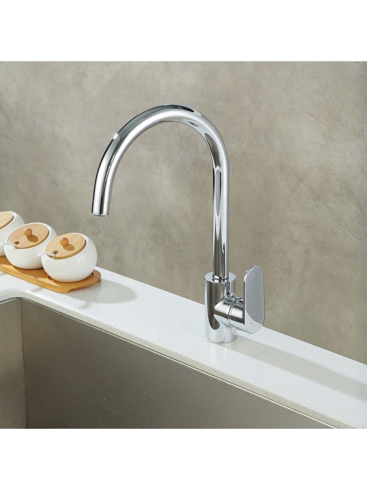 Смеситель для кухни Aquanet Ника полукруглый излив хром AQ1882CR