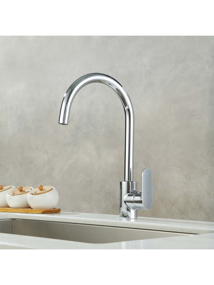 Смеситель для кухни Aquanet Ника полукруглый излив хром AQ1882CR