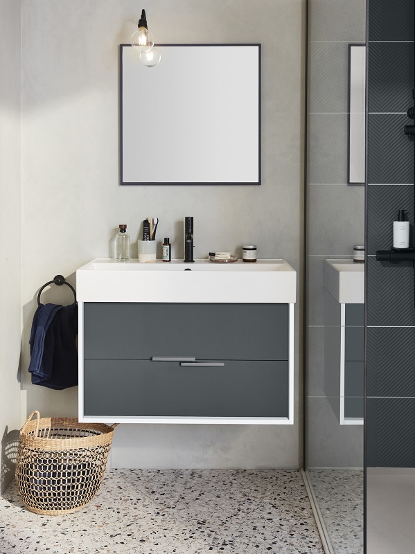 Тумба для раковины Jacob Delafon Vivienne 80 см белый блестящий / серый матовый EB1667-J5-J54