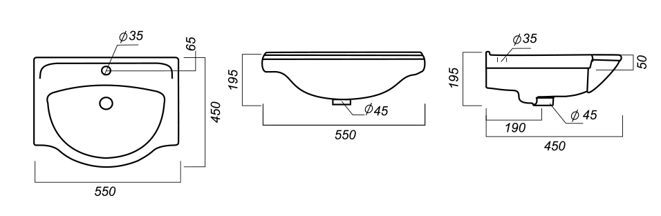 Умывальник Santek РЕАЛ 56 WB.FN/Real/56-C/WHT.G/S1