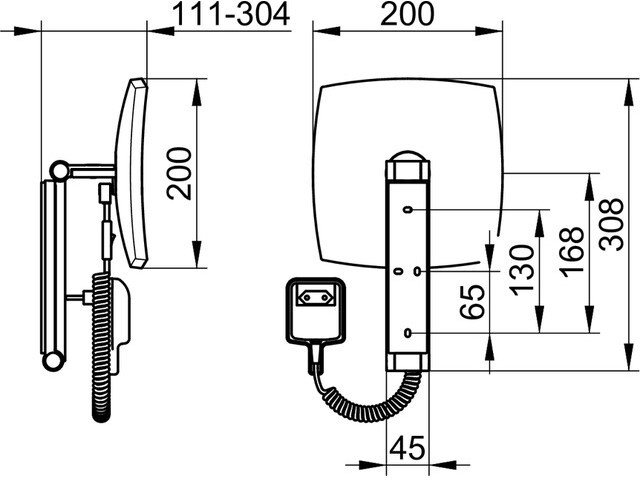 Косметическое зеркало Keuco iLook_move квадратное x5 с подсветкой и кабелем хром 17613019001