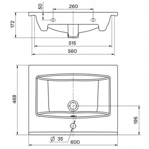 Умывальник Santek ЭЛИНА 60 см 1.WH50.1.606