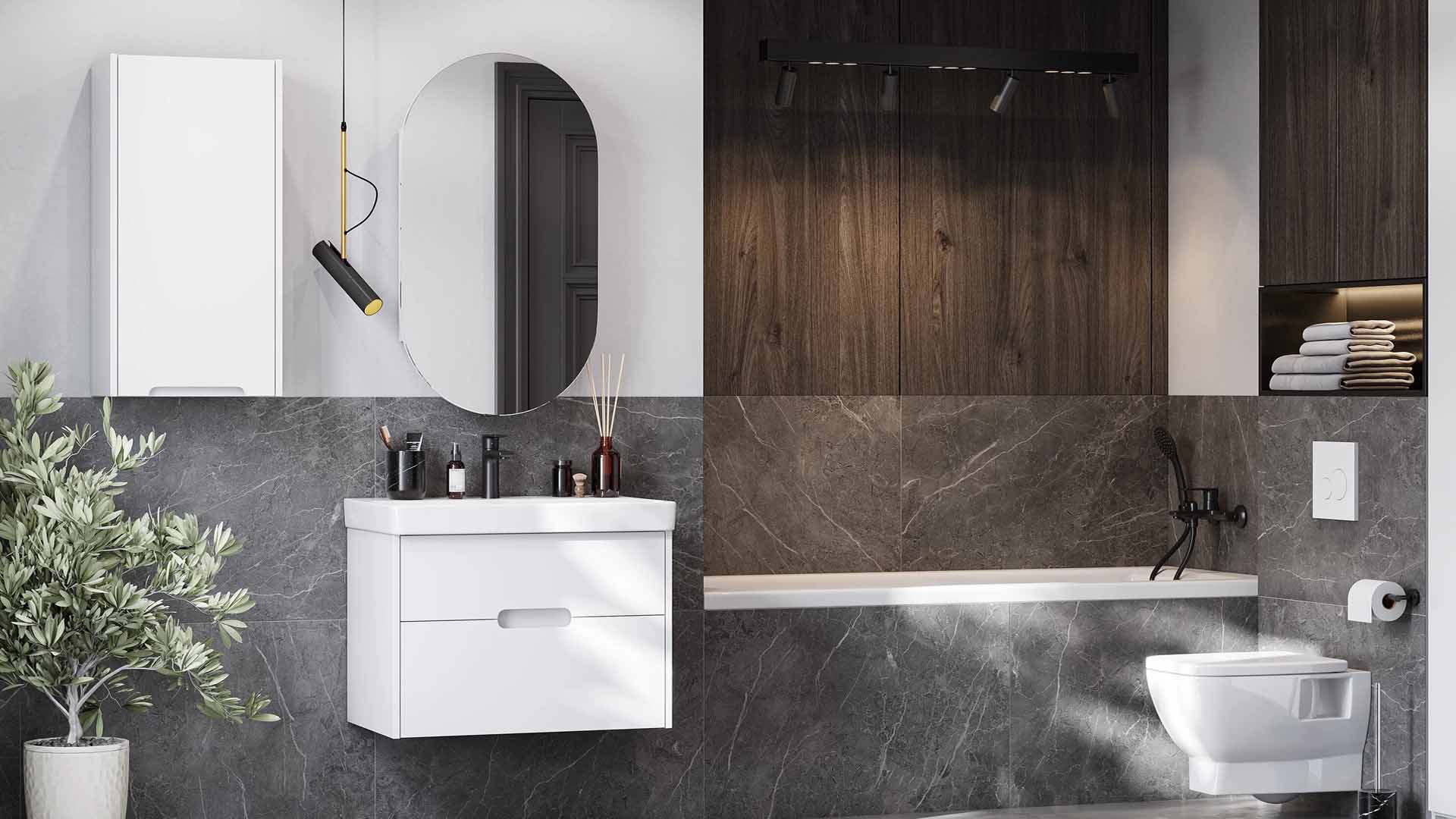 Комплект мебели для ванной Aquaton Оливия 90 Белый матовый с раковиной Адриана 90 1A2544K0OL010