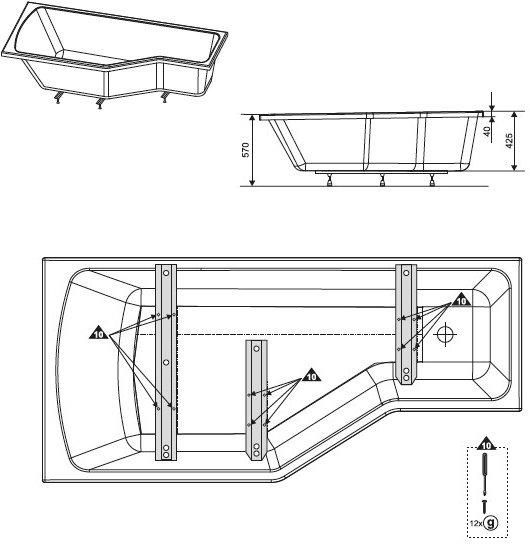 Опорная конструкция для ванны Ravak BeHappy CY12000000