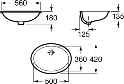 Раковина встраиваемая снизу Roca Berna 564х424х180 мм 327871001