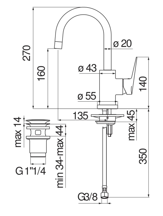 Смеситель для раковины Bravat Blues BS101338/2CR