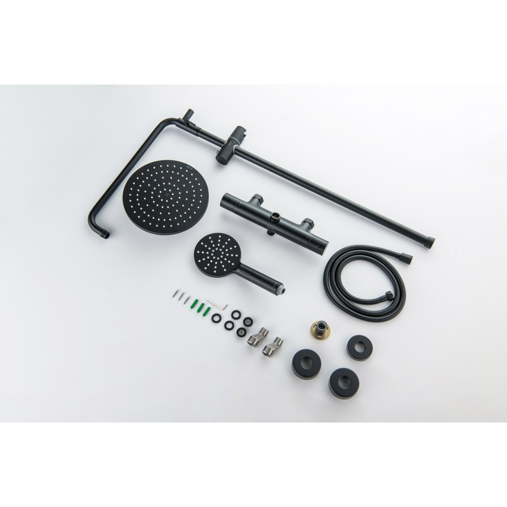 Душевая система with термостатом Aquatek Европа 220 мм матовый черный AQ2343MB