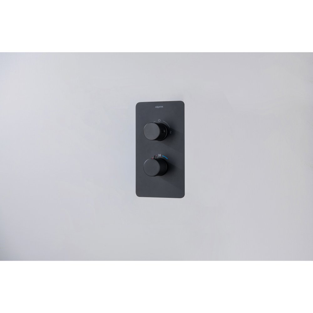 Смеситель термостатический для ванны Aquanet Европа 2 режима комплект со скрытой частью матовый черный AQ1392MB