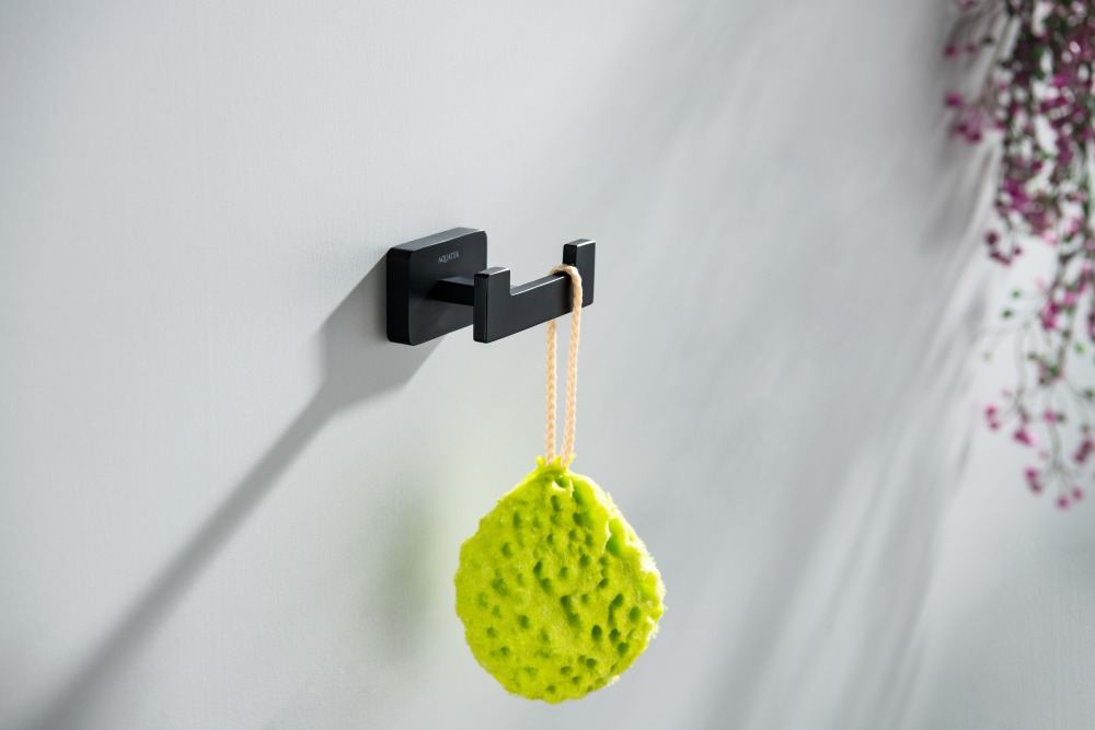 Крючок для полотенец двойной Aquanet Либра матовый черный AQ4302MB