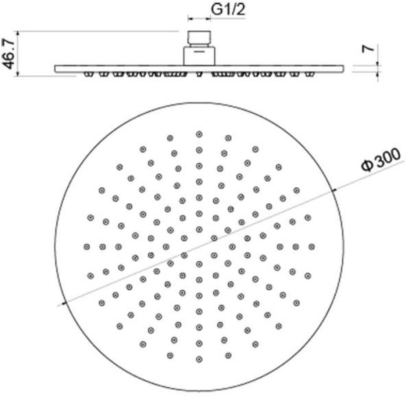 Верхний душ Aquanet AQ2079MB круглый 300 мм матовый черный AQ2079MB