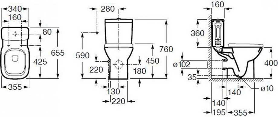 Унитаз напольный под бачок Roca Debba 655 мм 34299700Y