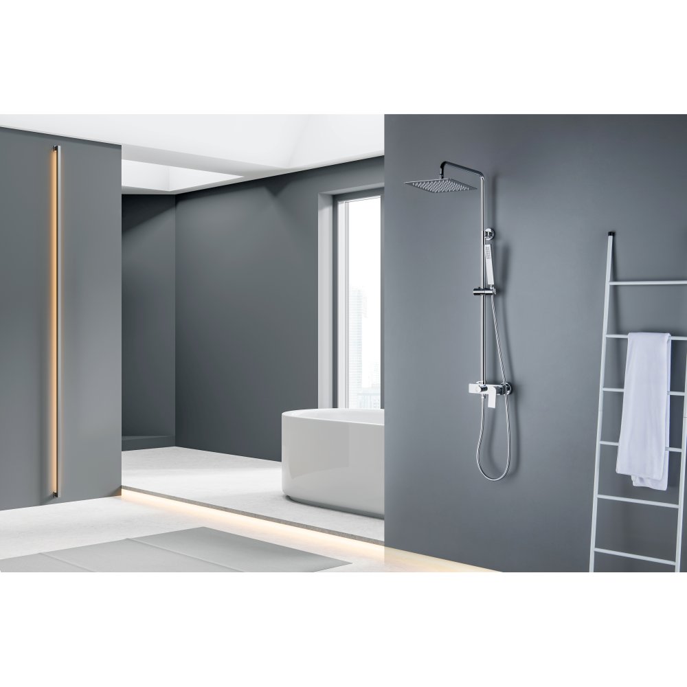 Душевая система Aquanet Лира AQ2465CR со смесителем для душа 250х250 мм хром AQ2465CR