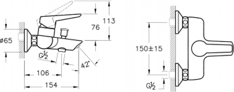 Смеситель для ванны и душа VitrA Solid S A42444EXP