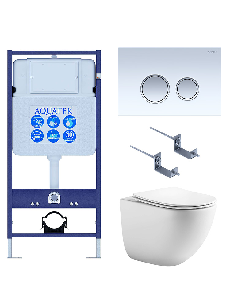 Комплект инсталляции с унитазом AQUATEK ГЕЛИОС-028 (рама INS-0000012, клавиша KDI-0000028, унитаз AQ1993T-00) ГЕЛИОС-028