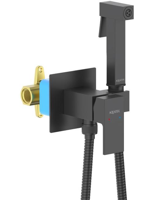 Комплект для гигиенического душа встроенный Aquatek Либра матовый черный AQ1022MB