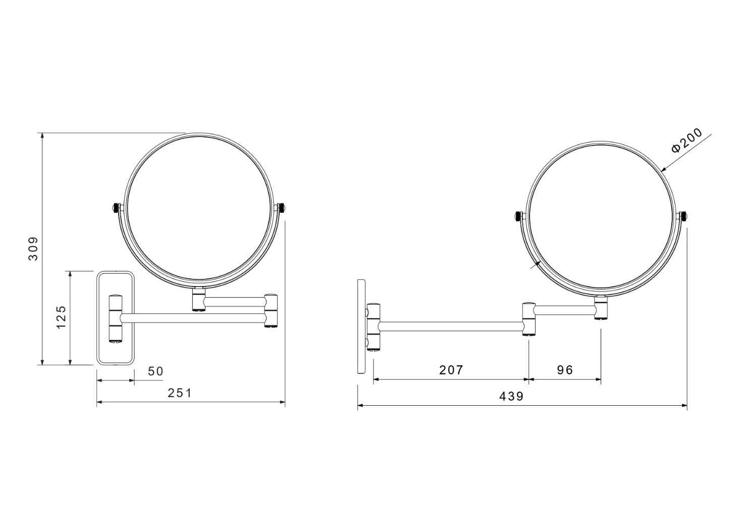 Зеркало косметическое настенное Aquanet 3x увеличение шлифованное золото AQ4910BG