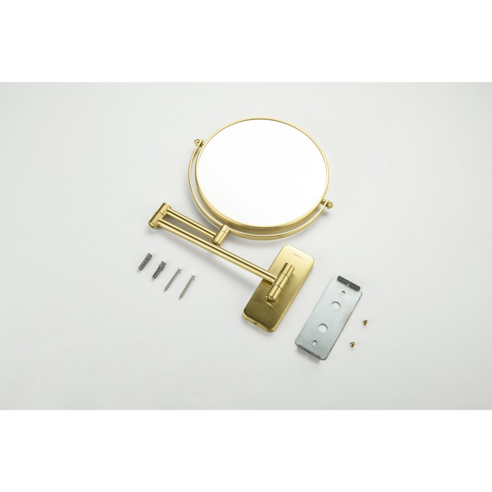 Зеркало косметическое настенное Aquanet 3x увеличение шлифованное золото AQ4910BG