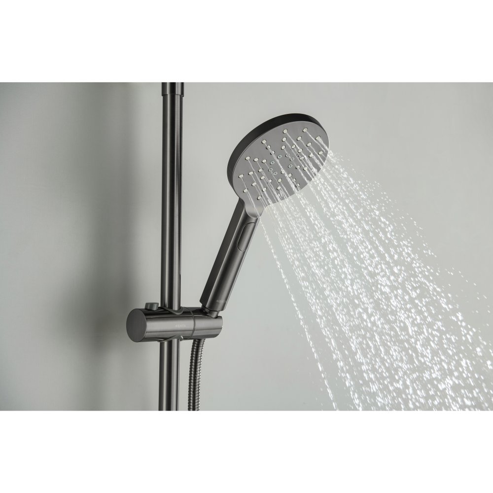 Душевая система со смесителем для душа Aquanet Бетта 220 мм оружейная сталь AQ2160BGM