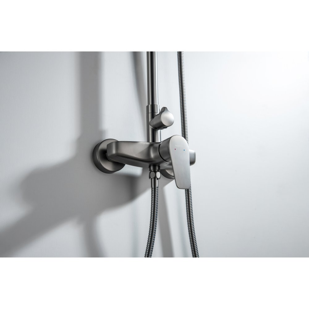 Душевая система со смесителем для душа Aquanet Бетта 220 мм оружейная сталь AQ2160BGM