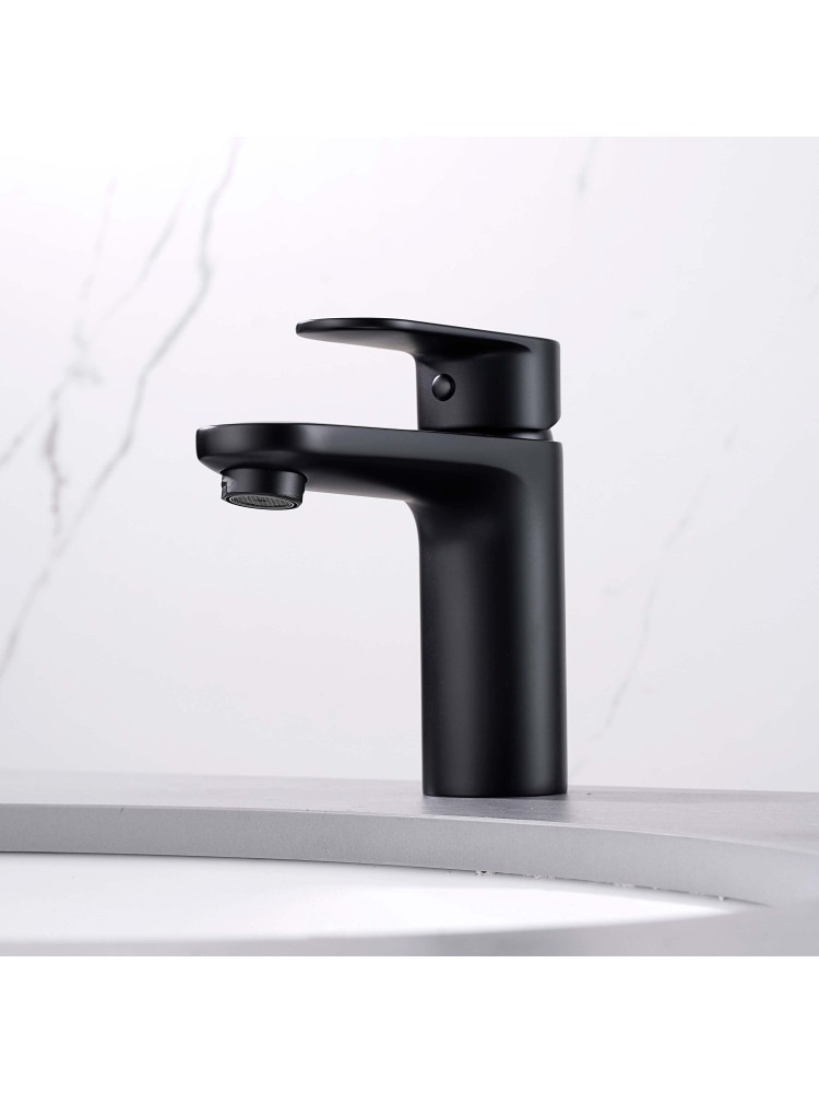 Смеситель для раковины Aquanet Ника 90 мм без донного клапана матовый черный AQ1810MB