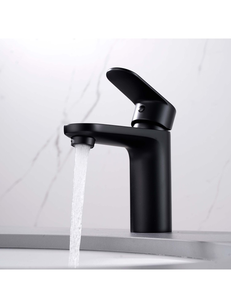 Смеситель для раковины Aquanet Ника 90 мм без донного клапана матовый черный AQ1810MB