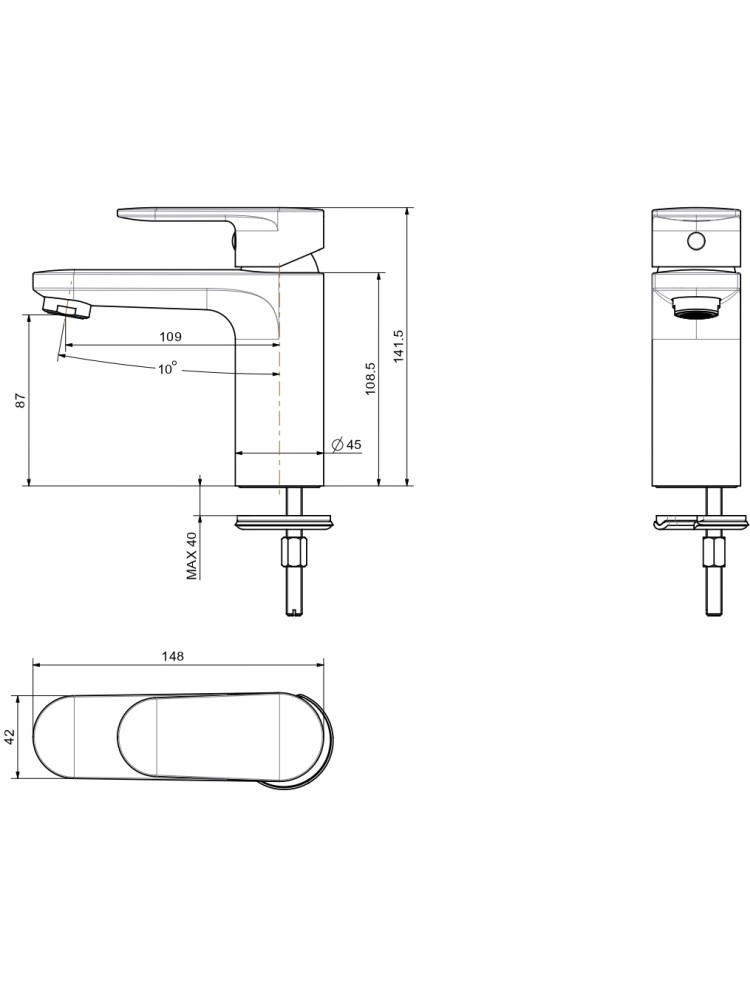 Смеситель для раковины Aquanet Ника 90 мм без донного клапана оружейная сталь AQ1810BGM