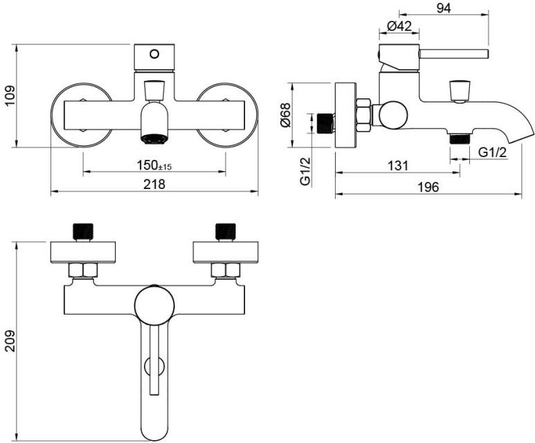 Смеситель для ванны Aquanet Европа матовый черный AQ1340MB