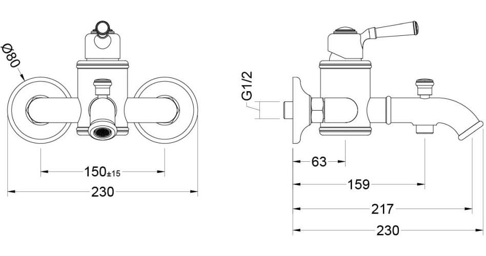 Набор смесителей 3 в 1 Aquanet Классик AQ1510CR/AQ1540CR/AQ2020CR AQ1530CR