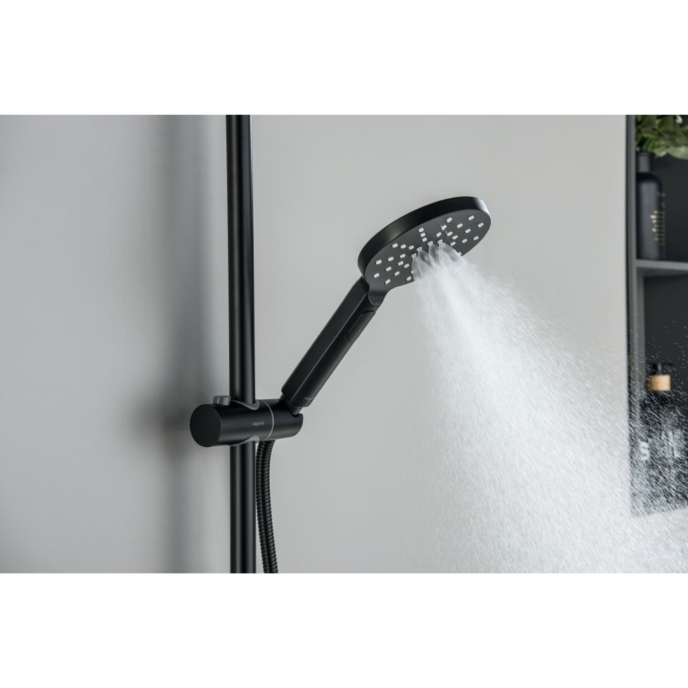 Душевая система with термостатом Aquatek Европа 220 мм матовый черный AQ2343MB