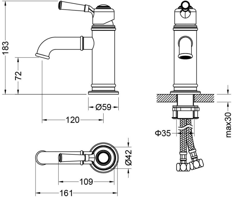 Набор смесителей 3 в 1 Aquanet Классик AQ1510CR/AQ1540CR/AQ2020CR AQ1530CR