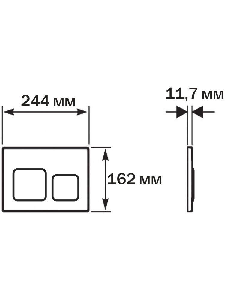 Панель смыва Kordi KDI-0000060 оружейная сталь матовая ободок хром 162х244 мм KDI-0000060