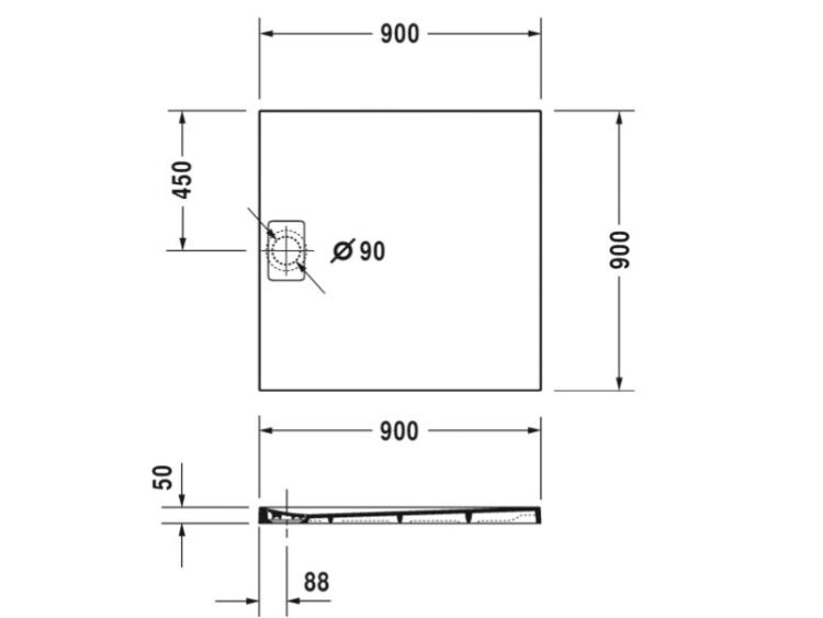 Душевой поддон Duravit Stonetto 900x900 мм белый 720146380000000