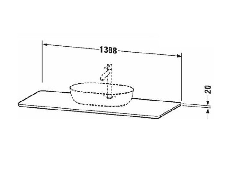 Столешница Duravit Luv 1388x595x20 мм цвет песочный структурный LU946602525