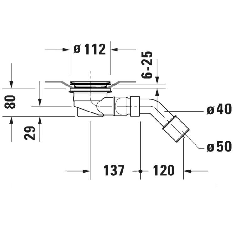 Слив для душевого поддона Duravit Sustano горизонтальный цвет белый 791290000000000