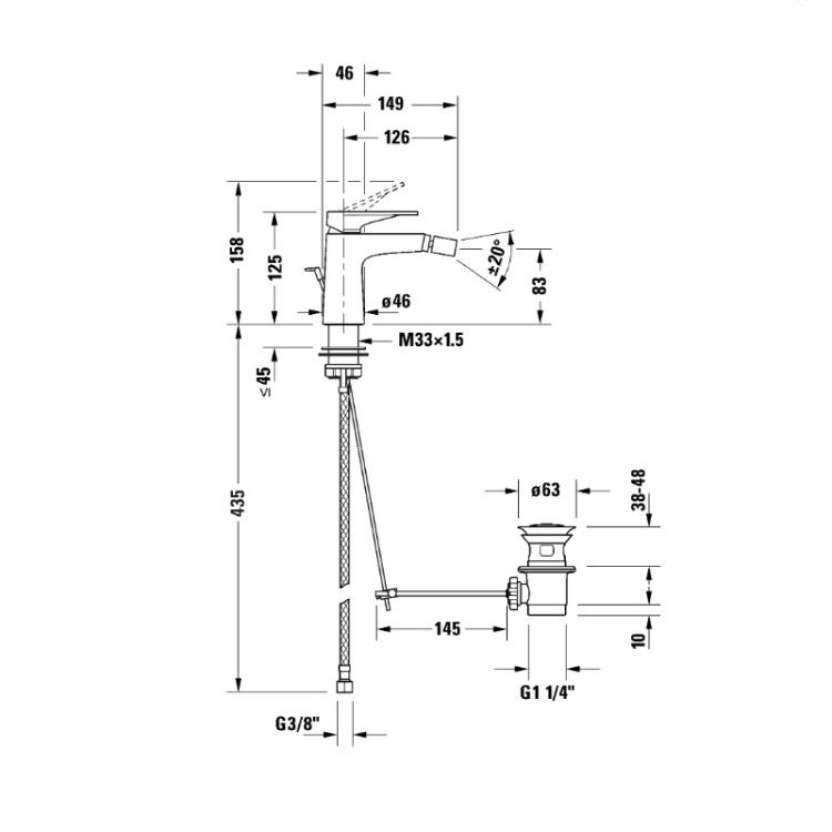 Смеситель для биде Duravit Tulum хром TU2400001010